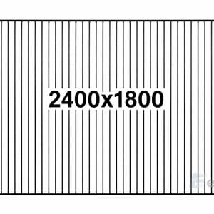 2400x1800 black metal flat top pool fence panel with vertical bars and light eStar watermark on white background