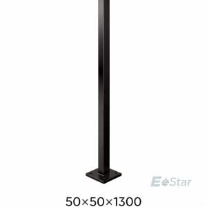 50x50x1300mm black base plate post with square profile and light eStar watermark on a white background