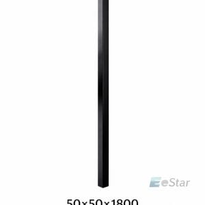 50x50x1800mm black in-ground fence post with square profile and light eStar watermark on a white background