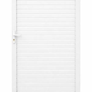 White aluminum horizontal slat pedestrian gate with 10mm gap, 1m x 1.8m
