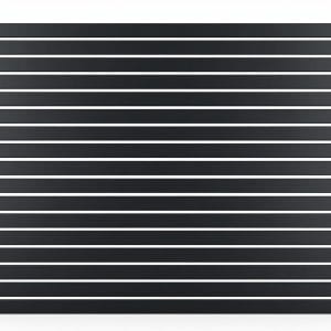 2400mm by 1800mm Monument colour aluminium horizontal slat fence panel kit, 65mm slats with 14mm privacy gaps.