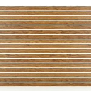 2400mm by 1800mm oak timber look aluminium horizontal slat fence panel kit, 65mm slats with 14mm privacy gaps.