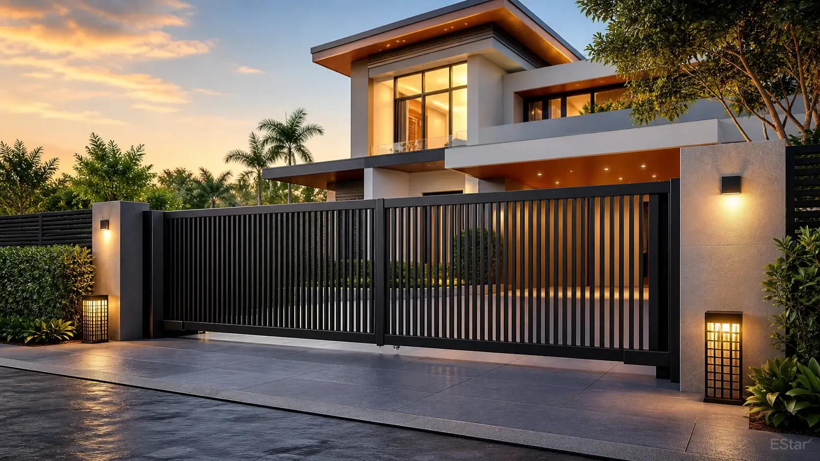 Custom automatic aluminium gate project for modern driveway