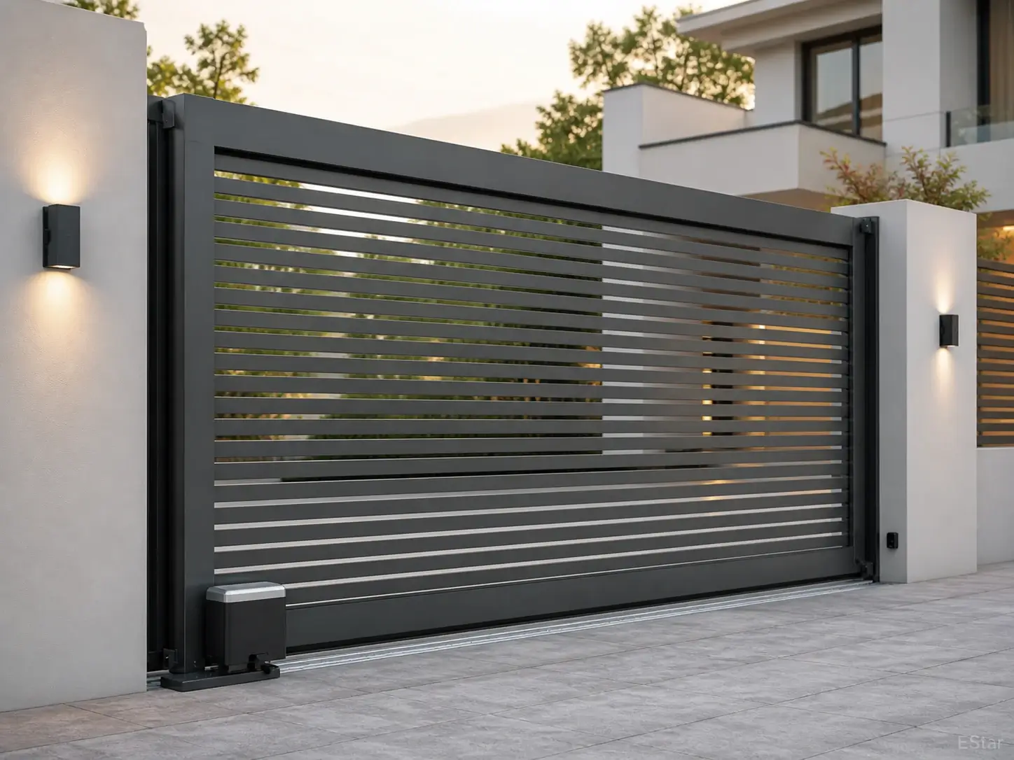 Aluminum sliding gate door for driveway entrance