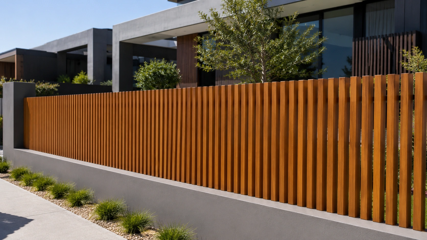 Modern aluminium batten fence panels for Australian homes