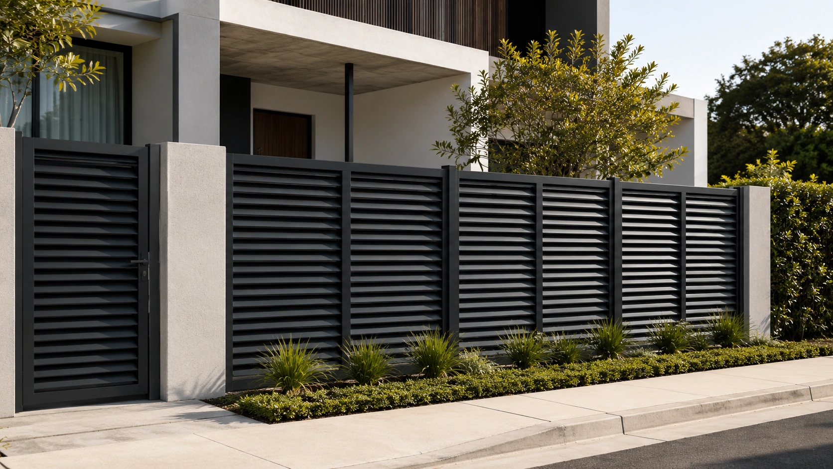 Modern aluminium louver fence panels for Australian homes