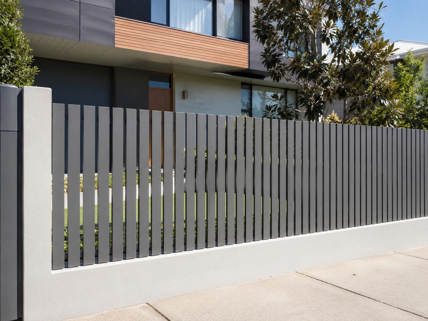 Modern aluminium picket fence for front yard and residential boundary