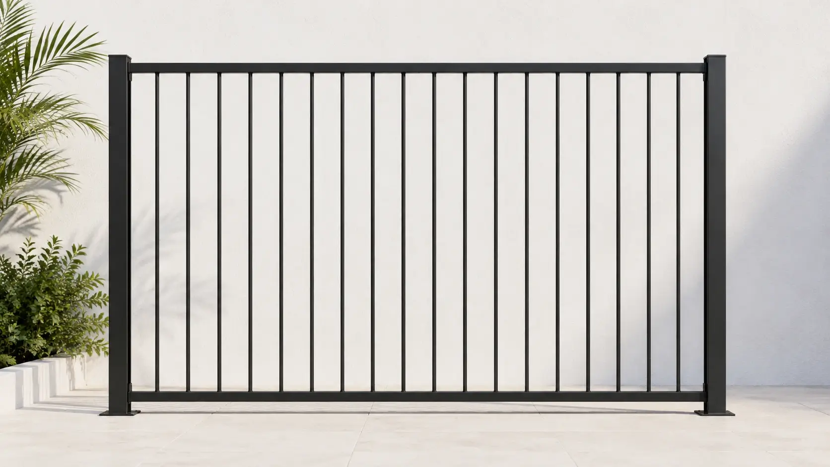 2400x1500 black aluminium pool fence panel with 19x19 vertical tubes
