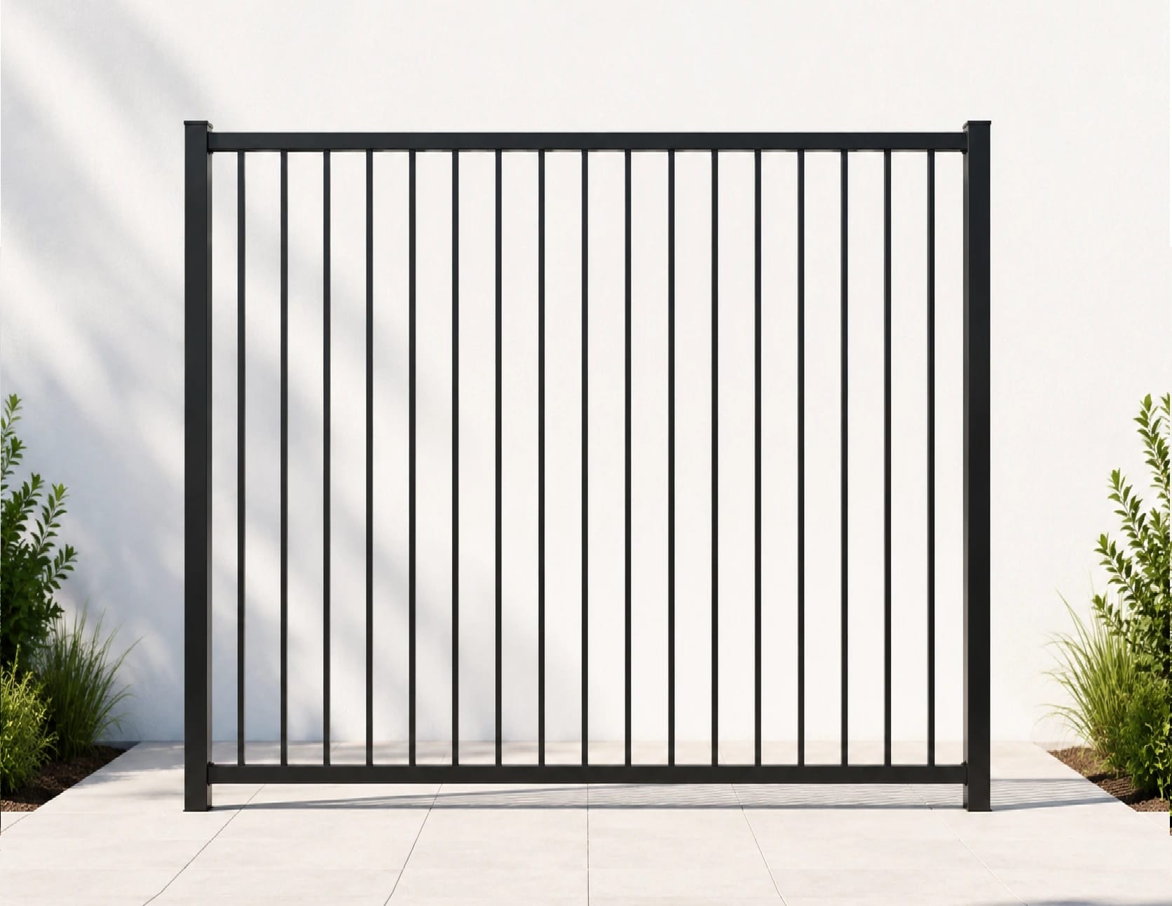 2400x1800 black aluminium pool fence panel with 25x25 vertical tubes
