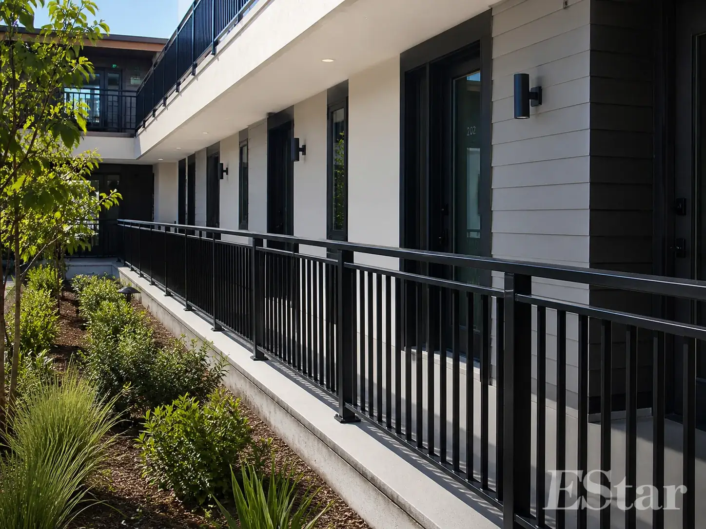 Commercial aluminum handrail system for public stairs and walkway access