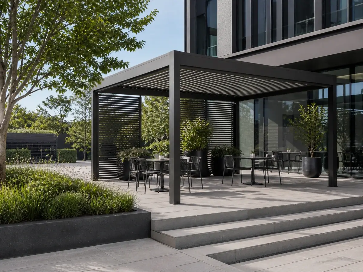 Commercial aluminum shelter used for business outdoor cover