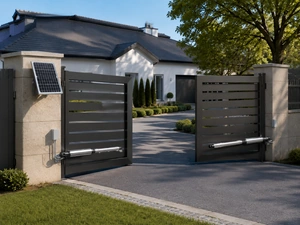 Residential double swing gate for a home driveway