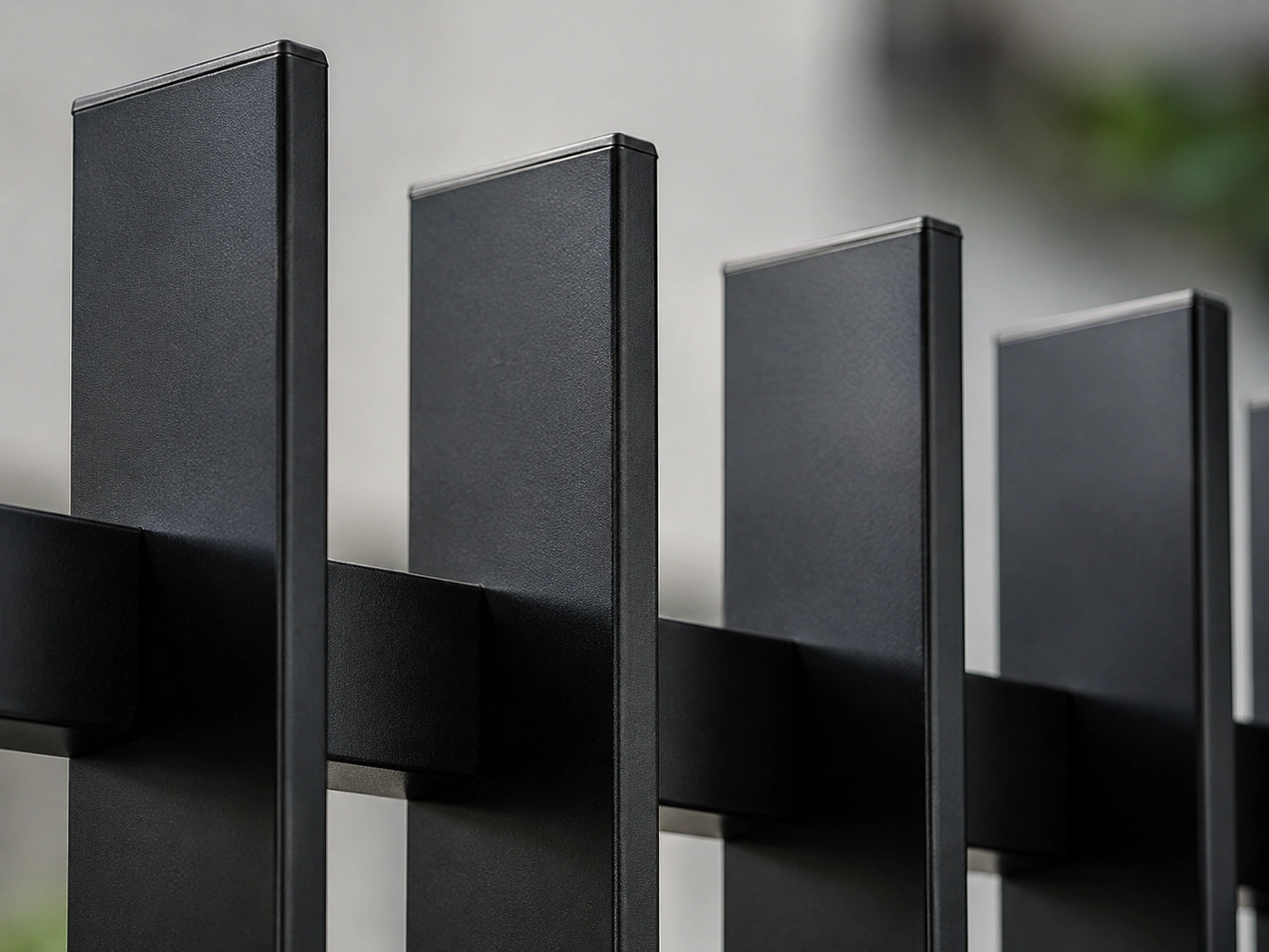 Powder coated aluminium blade fence detail