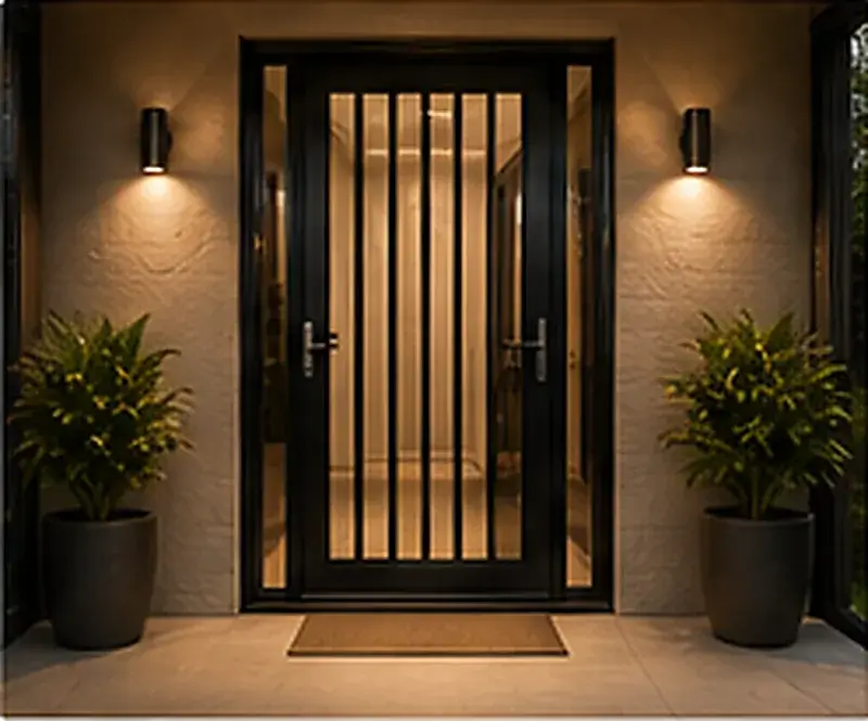 Classic vertical security door design for a modern home entrance