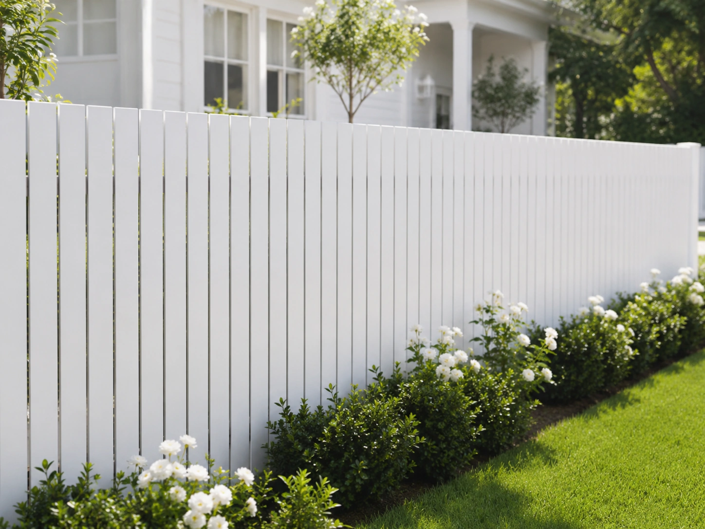 White aluminium picket fence panels for front garden fencing