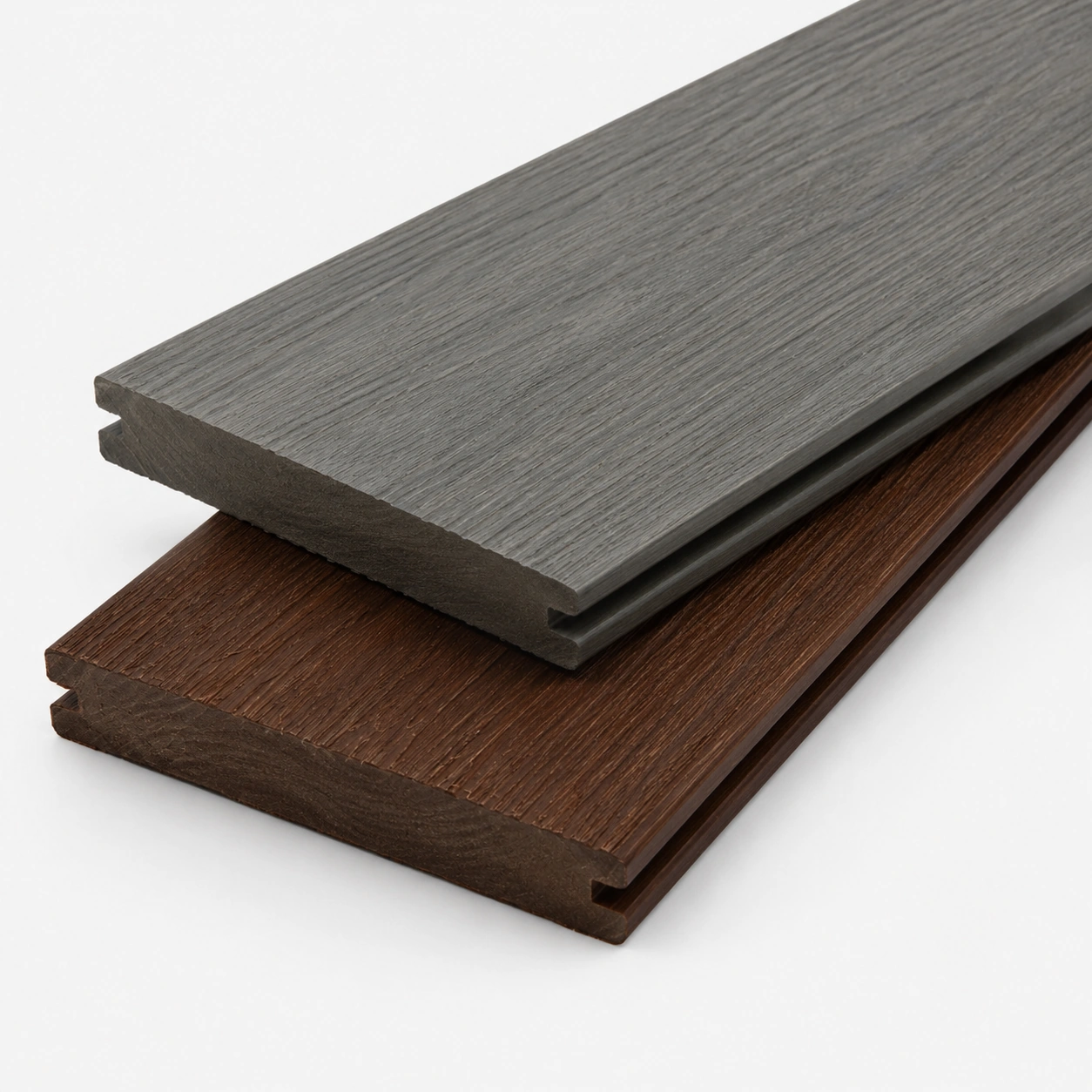 Second Generation Co-Extrusion Solid WPC Decking Board - Sanded Gray + Antique Wood